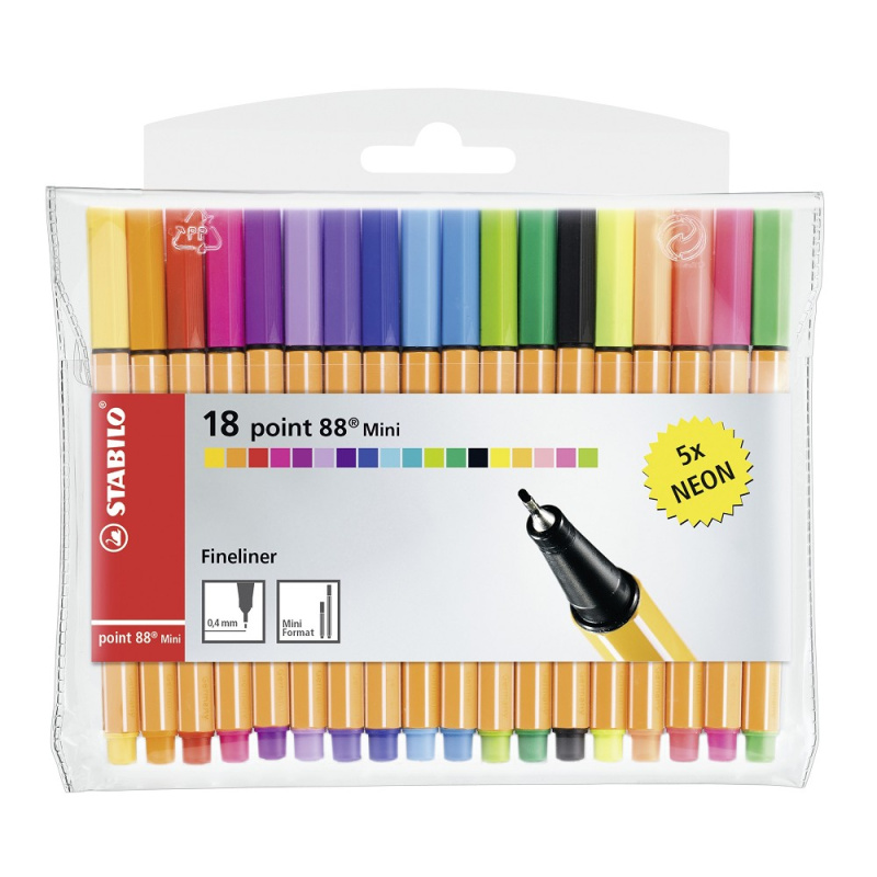 STABILO point 88 Mini (18 ks Púzdro vrátane 5 neon farieb)