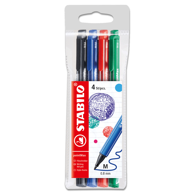 Liner Stabilo PointMax 488 0,8 mm, sada 4 barvy