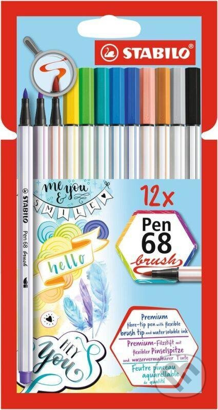 Fixka STABILO Pen 68 brush sada (12 ks v púzdre)
