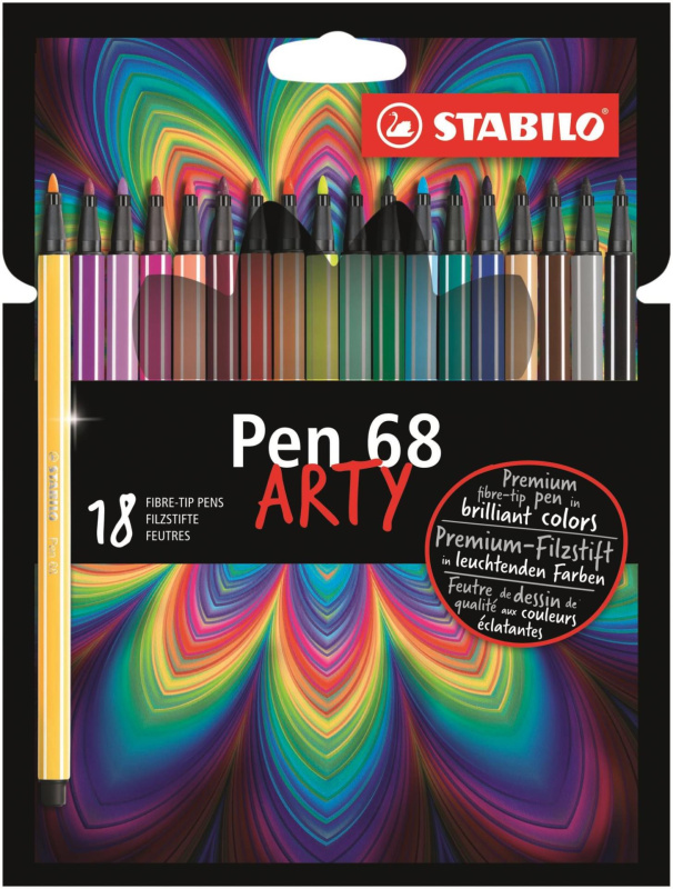 Stabilo Liner Pen 68 BRUSH ARTY sada 18 barev