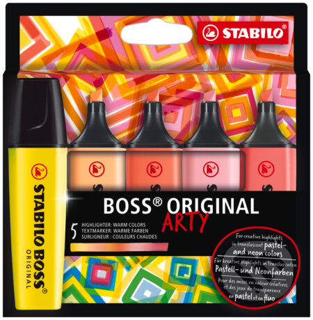 Zvýrazňovač  - STABILO BOSS ORIGINAL - ARTY - 5 ks balenie