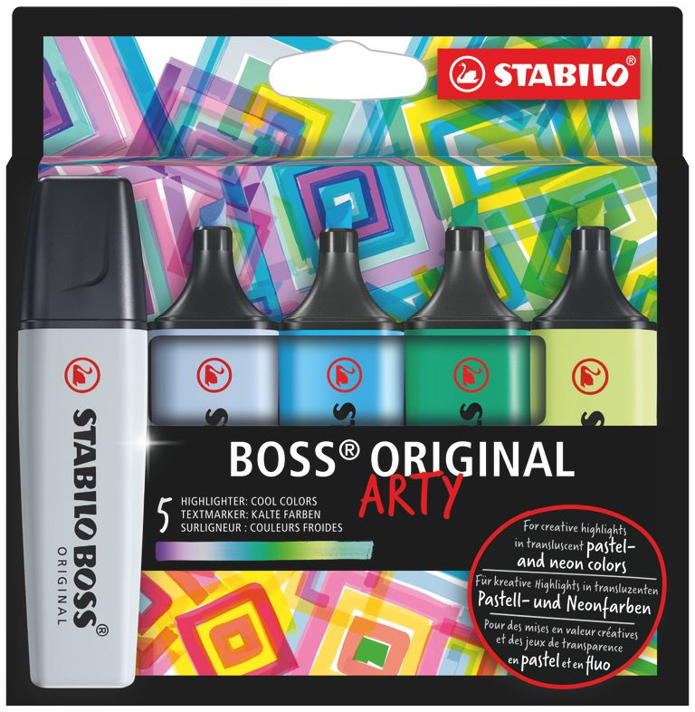 Zvýrazňovač  - STABILO BOSS ORIGINAL - ARTY - 5 ks balenie