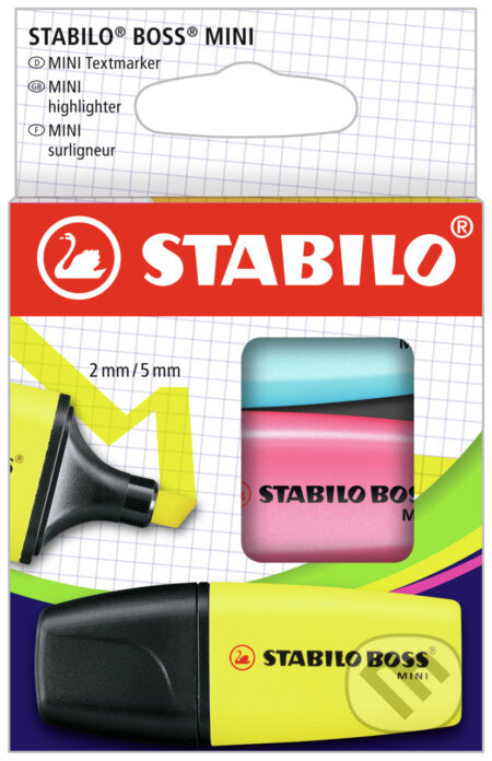 Zvýrazňovač  - STABILO BOSS MINI - 3 ks balenie (žltá, modrá, ružová)