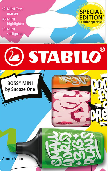 Zvýrazňovač - STABILO BOSS MINI by Snooze One  - oranžová, ružová, zelená