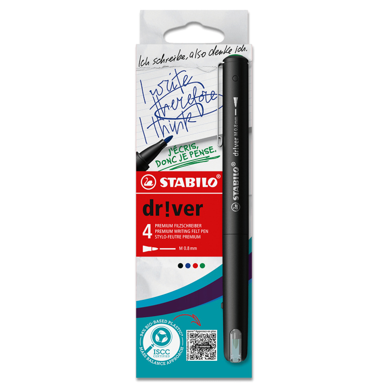 STABILO dr!ver Medium - liner na psaní - sada 4 barev