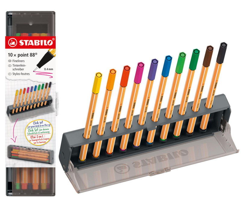 Liner STABILO point 88 Click Set - 10 barev Stabilo