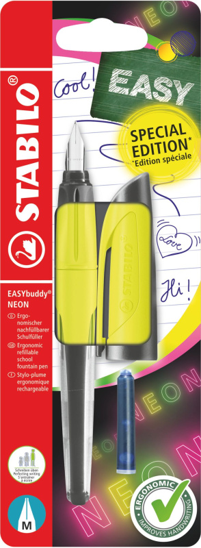 Plniace pero so štandardným hrotom M - STABILO EASYbuddy NEON neonová žltá