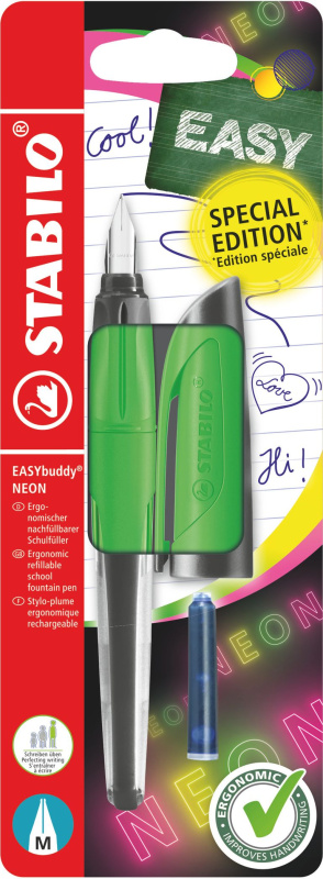 Plniace pero so štandardným hrotom M - STABILO EASYbuddy NEON neonová zelená