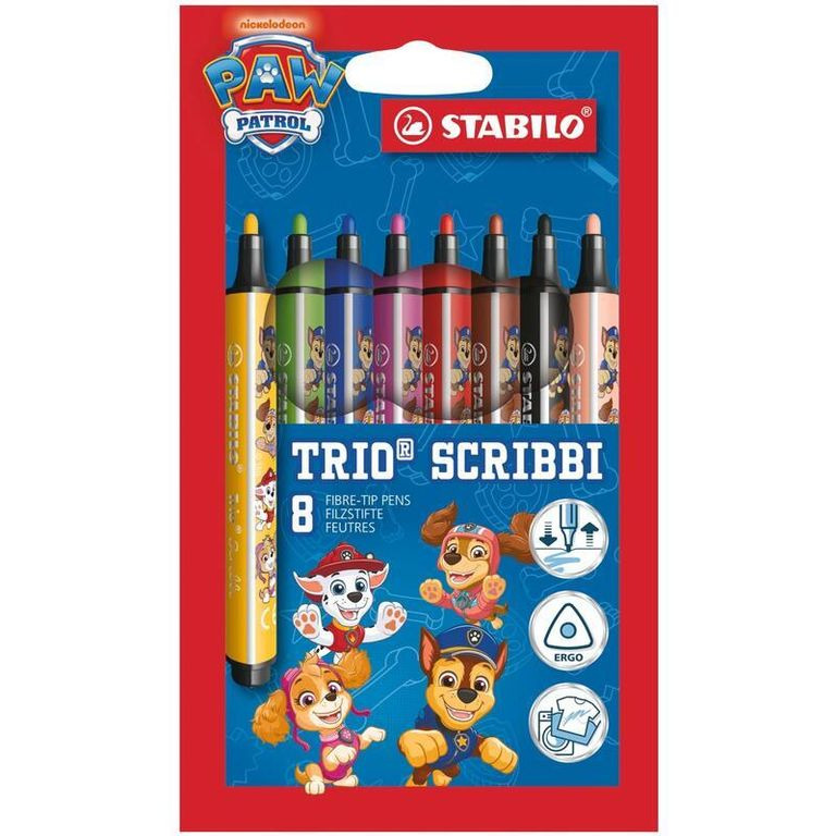 Vláknový fix - STABILO Trio Scribbi PAW Patrol - 8 ks sada - s potiskem designu PAW Patrol