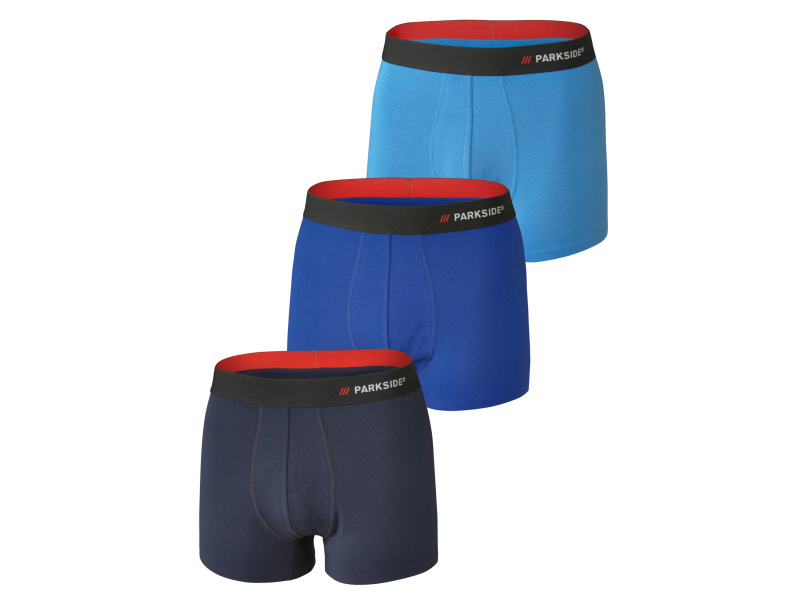 Parkside® Pánské boxerky, 3 kusy (navy modrá / tmavě modrá / modrá, 5/M)