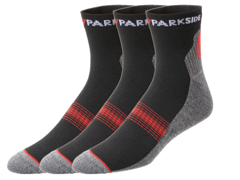 Parkside® Pánské pracovní ponožky, 3 páry (černá, 43/46)