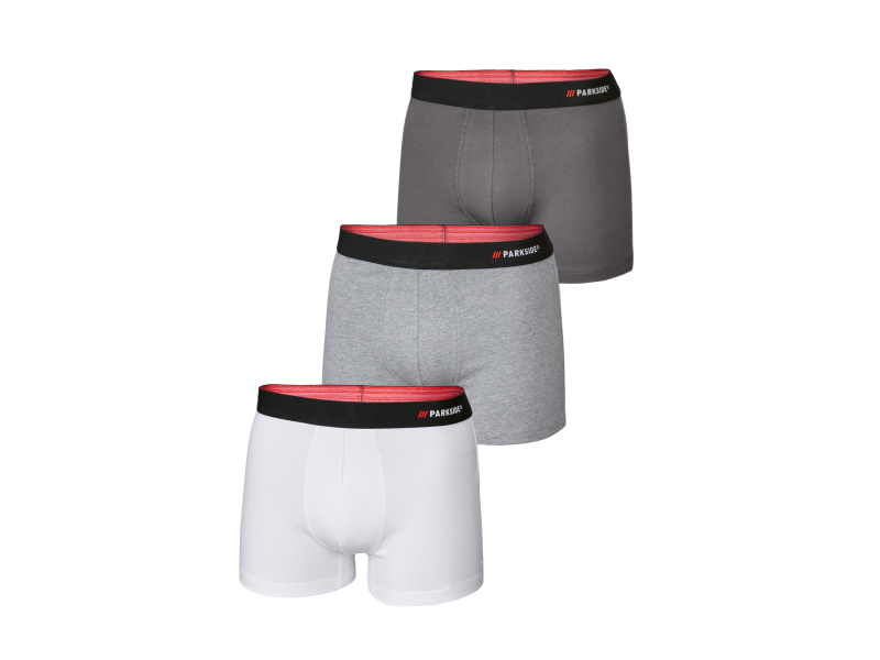 Parkside® Pánské boxerky, 3 kusy (šedá/bílá, 4/S)