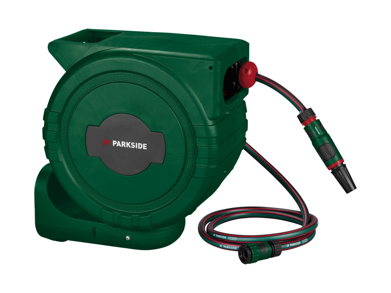 Parkside® Nástěnný navíjecí buben s hadicí, 25 m (zelená)