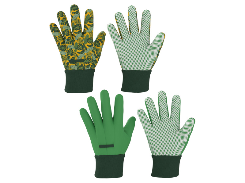 Parkside® Dámské / Pánské zahradní rukavice, 2 páry (listy/zelená, 8)