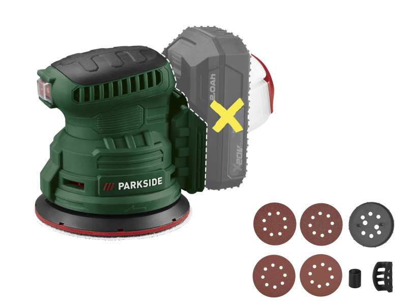 Parkside® Aku excentrická bruska Paexsg 20-Li B1 / Aku multibruska Pamsg 20-Li B1 – bez akumulátoru a nabíječky (Excentrická orbitální bruska)