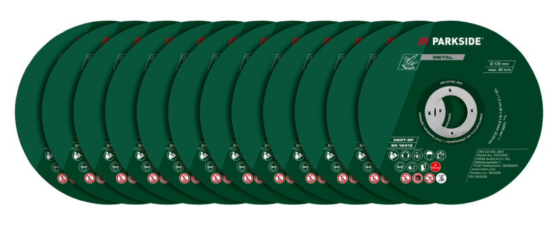 Parkside® Sada řezných kotoučů, 125 mm (řezné kotouče, 12dílná sada)