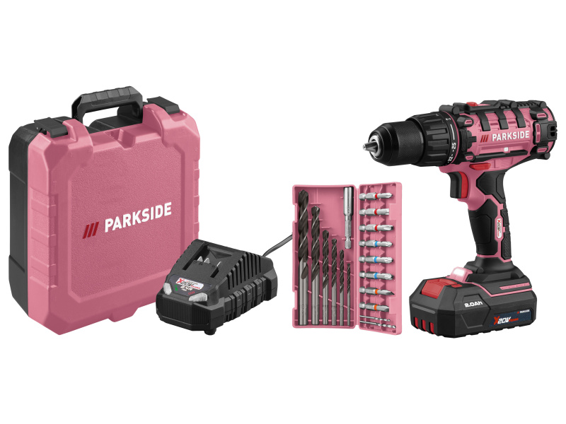 Parkside® Aku vrtací šroubovák Limited Edition Pabs 20-Li G8 (světle růžová)