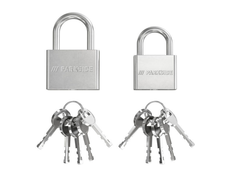 Parkside® Visací zámek / Ocelové lanko na visací zámek (visací zámky, 2 kusy)