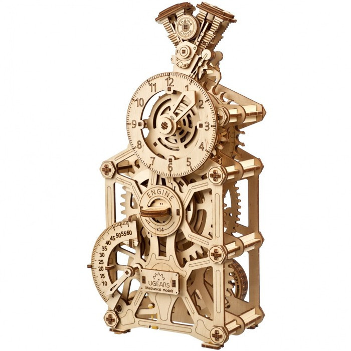 Ugears 3D dřevěné mechanické puzzle Hodiny motoru