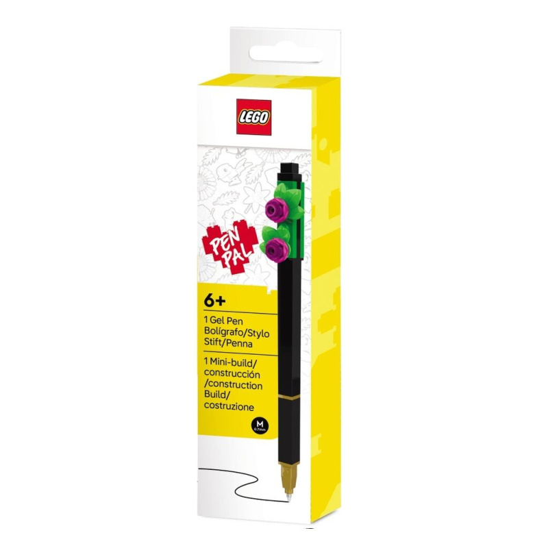 LEGO Botanicals Gelové pero, černé - růžová květina