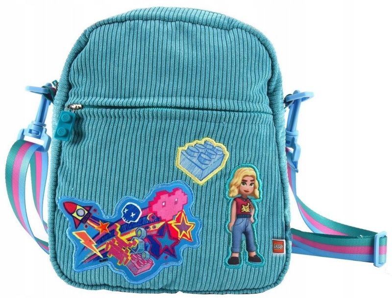 LEGO Friends tyrkysová taška přes rameno s nažehlovacími aplikacemi