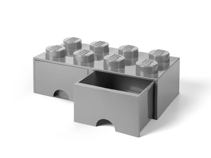 Šedá úložná LEGO kostka's 8 výstupky