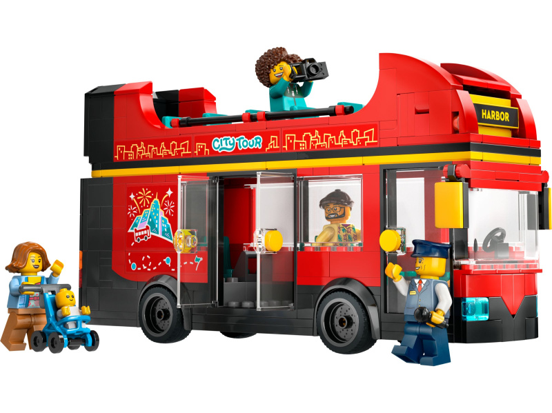 Červený dvoupodlažní vyhlídkový autobus