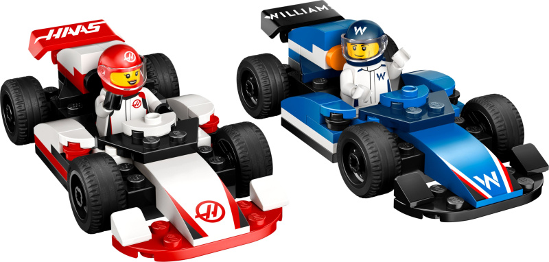 Závodní vozy F1 Williams Racing a Haas F1