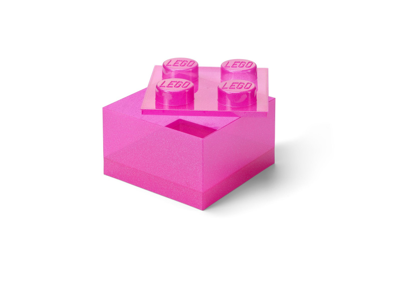Průsvitný růžový úložný box ve tvaru kostky