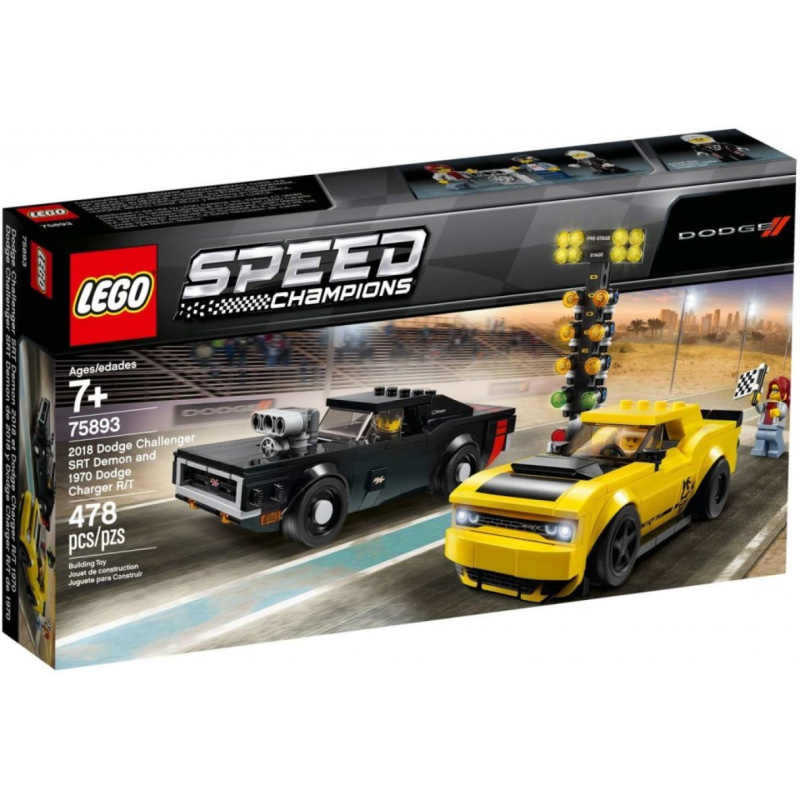 Lego® speed champions 75893 2018 dodge challenger srt demon a 1970 dodge charger r/t