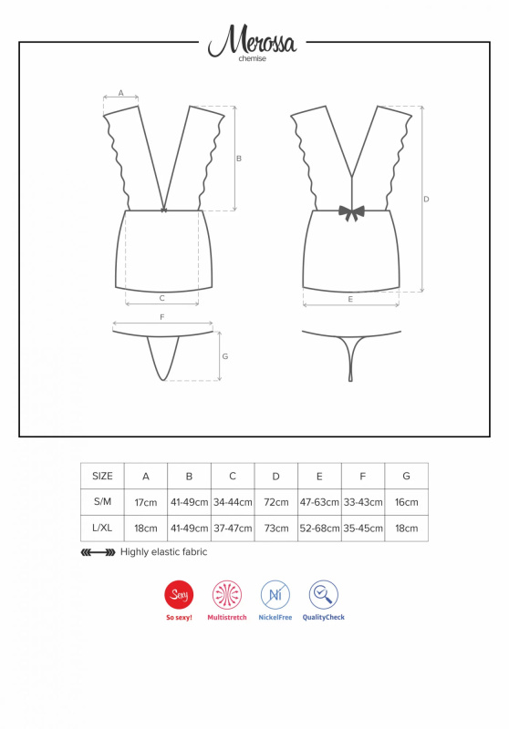 Košilka Merossa chemise - Obsessive černá S/M