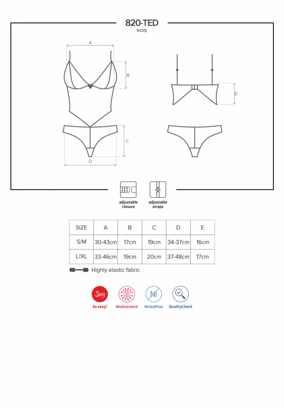 Body 820-TED teddy - Obsessive černá L/XL