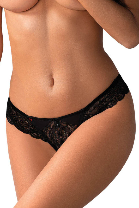Tanga Obsessive Miamor crotchless thong Barva: Černá, Velikost: 2XL