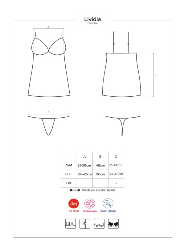 Elegantní košilka Lividia chemise - Obsessive červená S/M