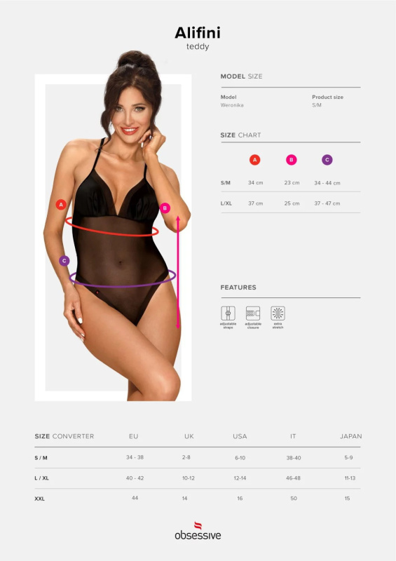 Originální body Alifini - Obsessive černá S/M