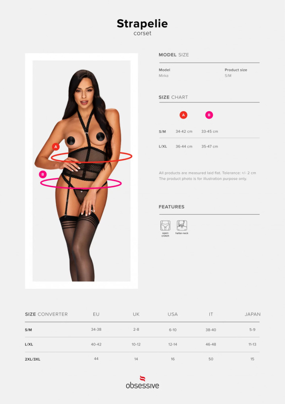 Odvážný korzet Strapelie corset - Obsessive černá L/XL