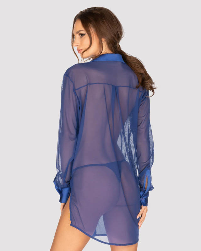 Sexy halenka Stellya babydoll modrá - Obsessive XS/S Modrá