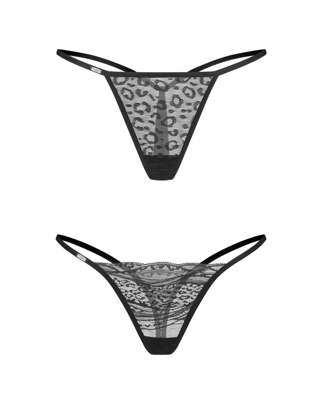Dámská sexy tanga Clara 2-Pack černé - Obsessive L/XL