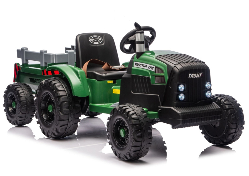 elektrické odrážedlo traktor s přívěsem 24V, tmavě zelený