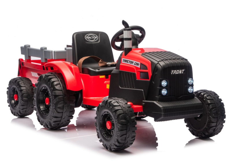 elektrický dětský traktor s přívěsem 24V – červený