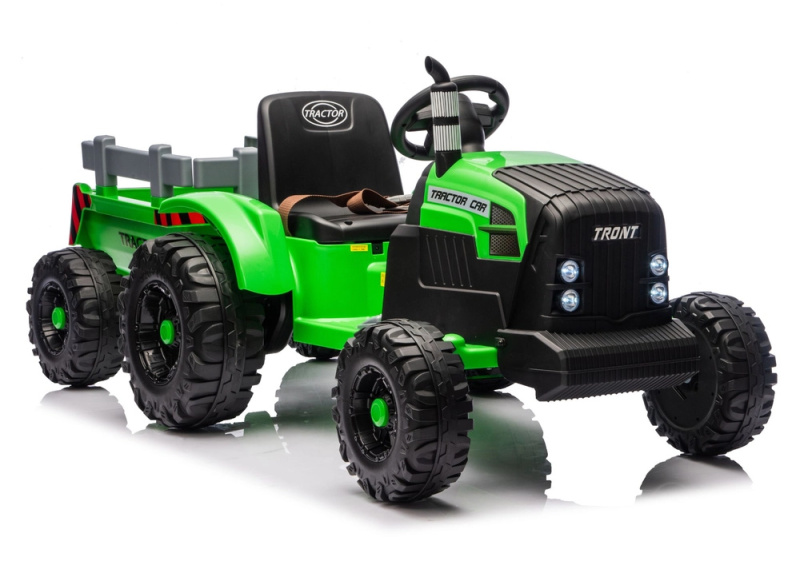 dětský elektrický traktor s přívěsem 24V – světle zelený