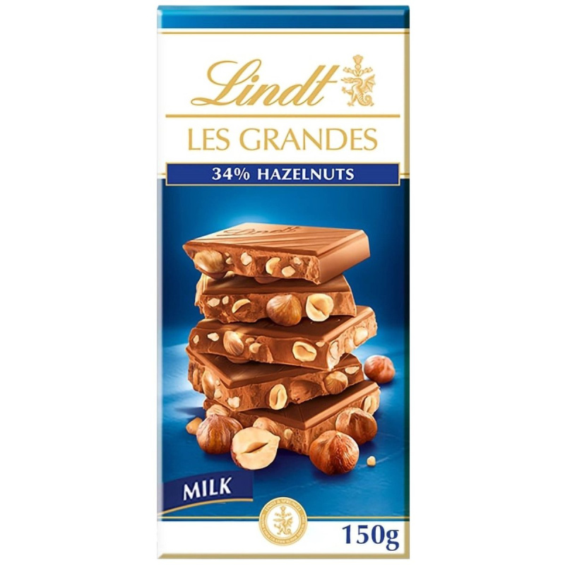 Lindt Čokoláda Les Grandes Mléčná s celými lískovými jádry