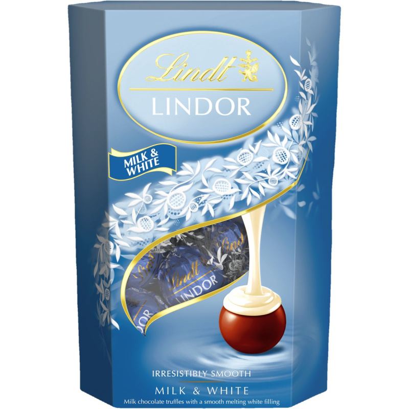 Lindt LINDOR Bonboniéra limitovaná edice pralinek s bílou a mléčnou čokoládovou náplní