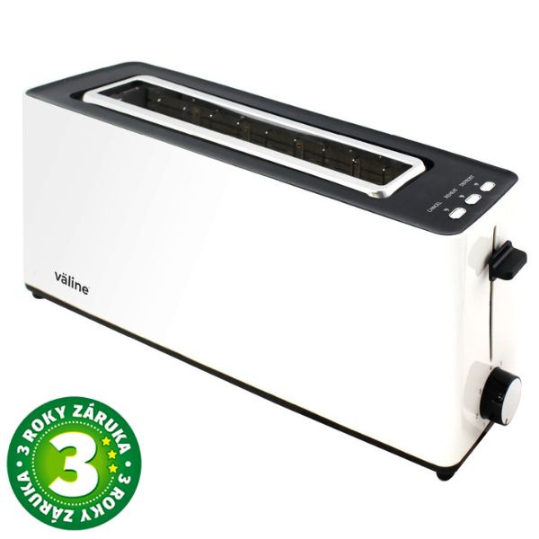 Velký topinkovač na 2 toasty Fletcher 900W funkce přihřátí a rozmrazení bílý 3 roky zár.