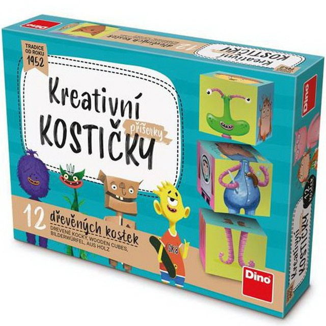 Dino dřevěné kostky Příšerky 12 ks