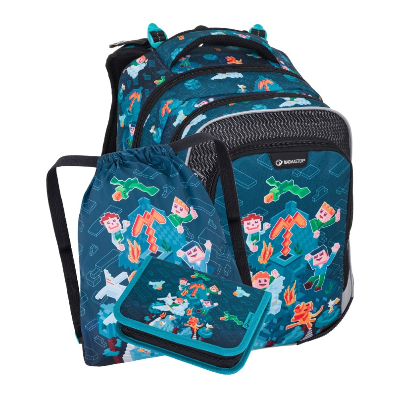 Bagmaster LUMI 24 E malý školní set pro prvňáčky – kostičkový svět BagMaster