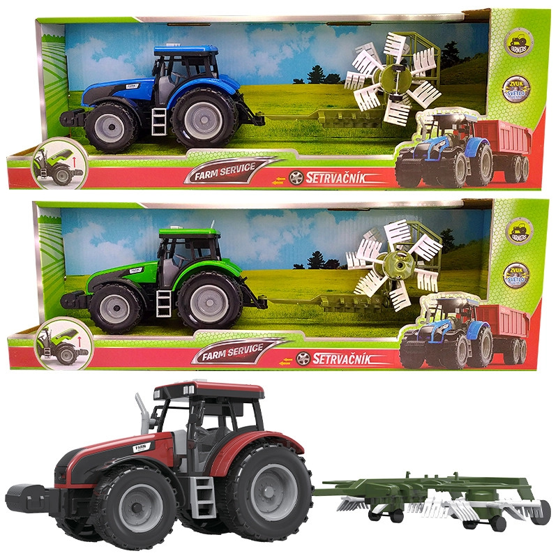 FARM SERVICE - Traktor s obracečkou sena se zvuky a světly