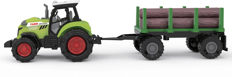 FARM SERVICE - Traktor s valníkem na dřevo se zvuky a světly
