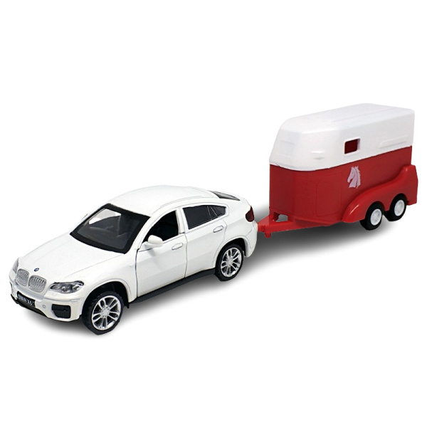 Kovový model - 1:43 BMW X6 s přívěsem-koně