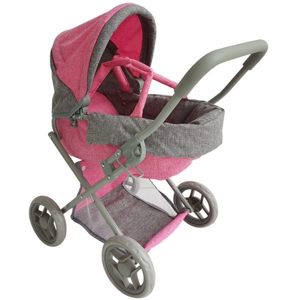 Dětský kočárek hluboký - růžovo-šedý